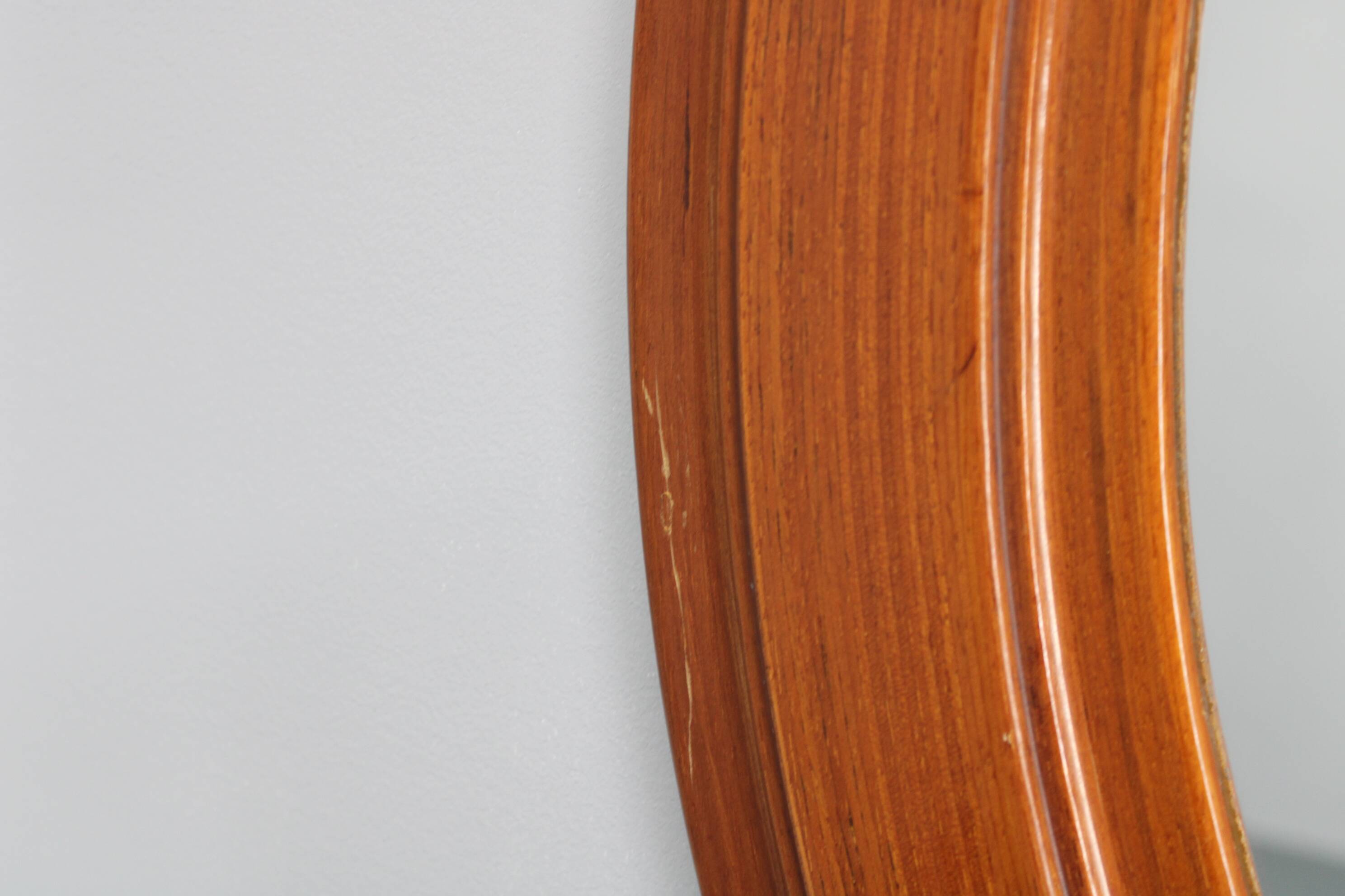 1970s Oval Wooden Mirror, Italy