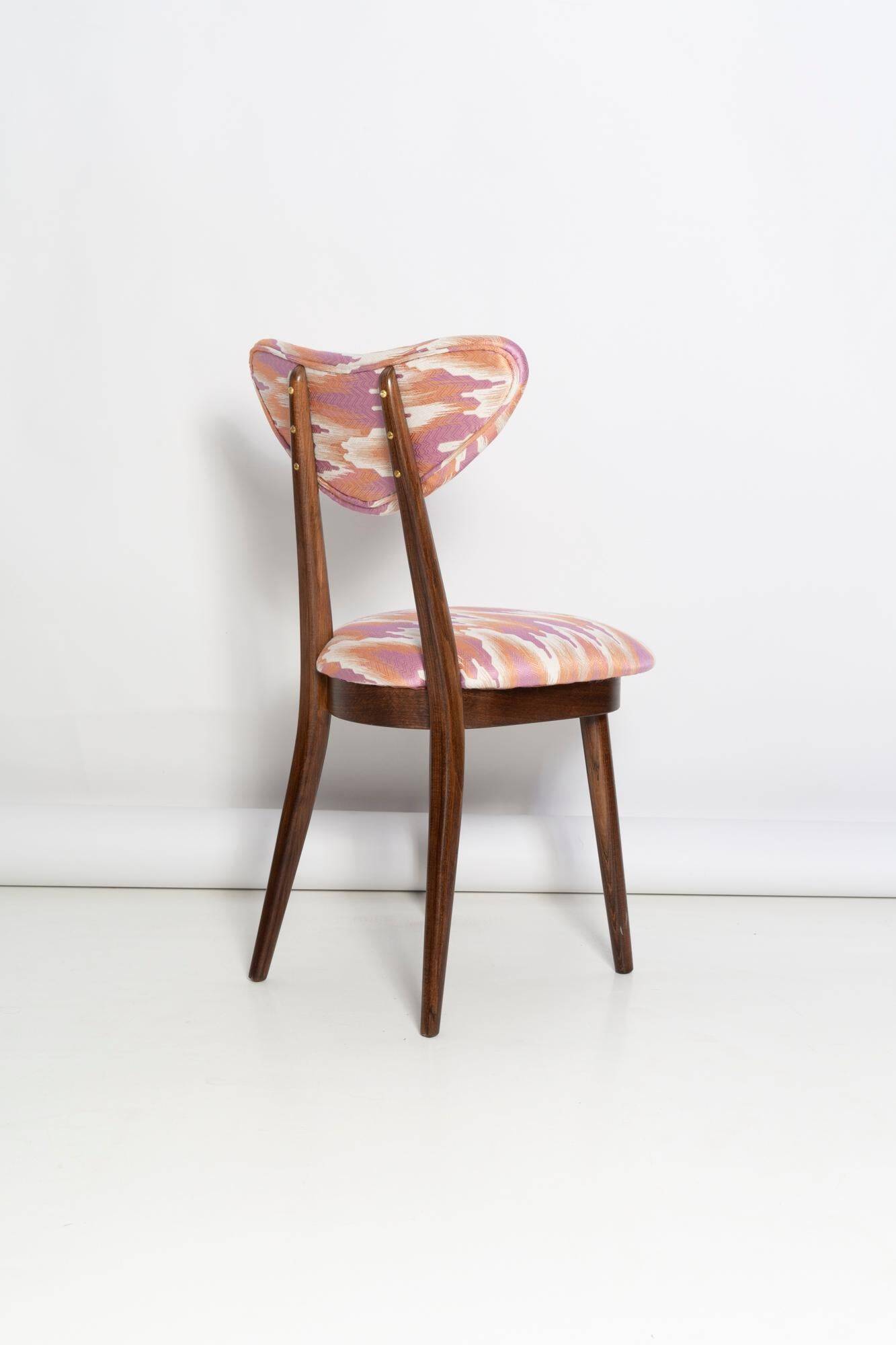 Heart-shaped chair mid-century in Fandango pink jacquard, Dedar, Europe, 1960s