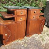 pair of art DECO oak bedside table