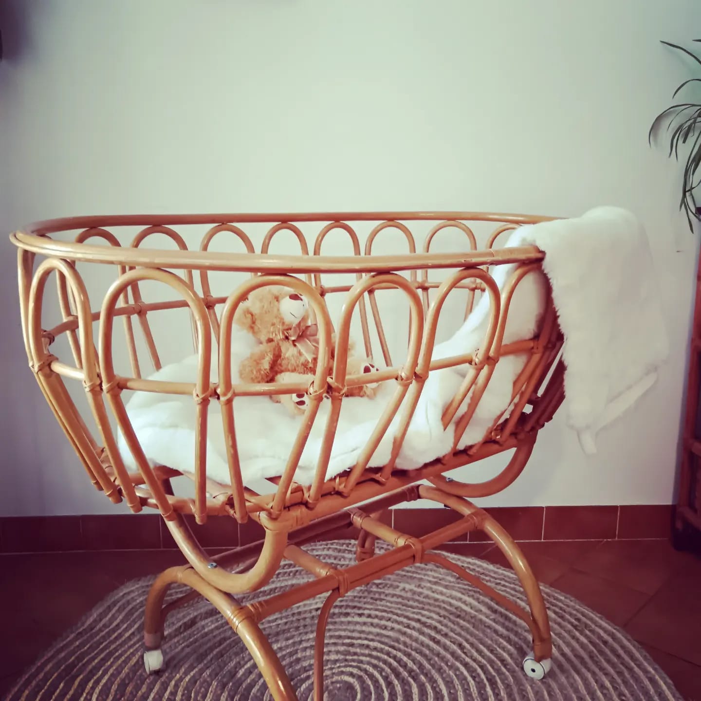 Rattan baby cradle
