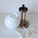 Lampe de bureau vintage du milieu du siècle, lampe de table en cuivre et verre, style Art déco, années 80