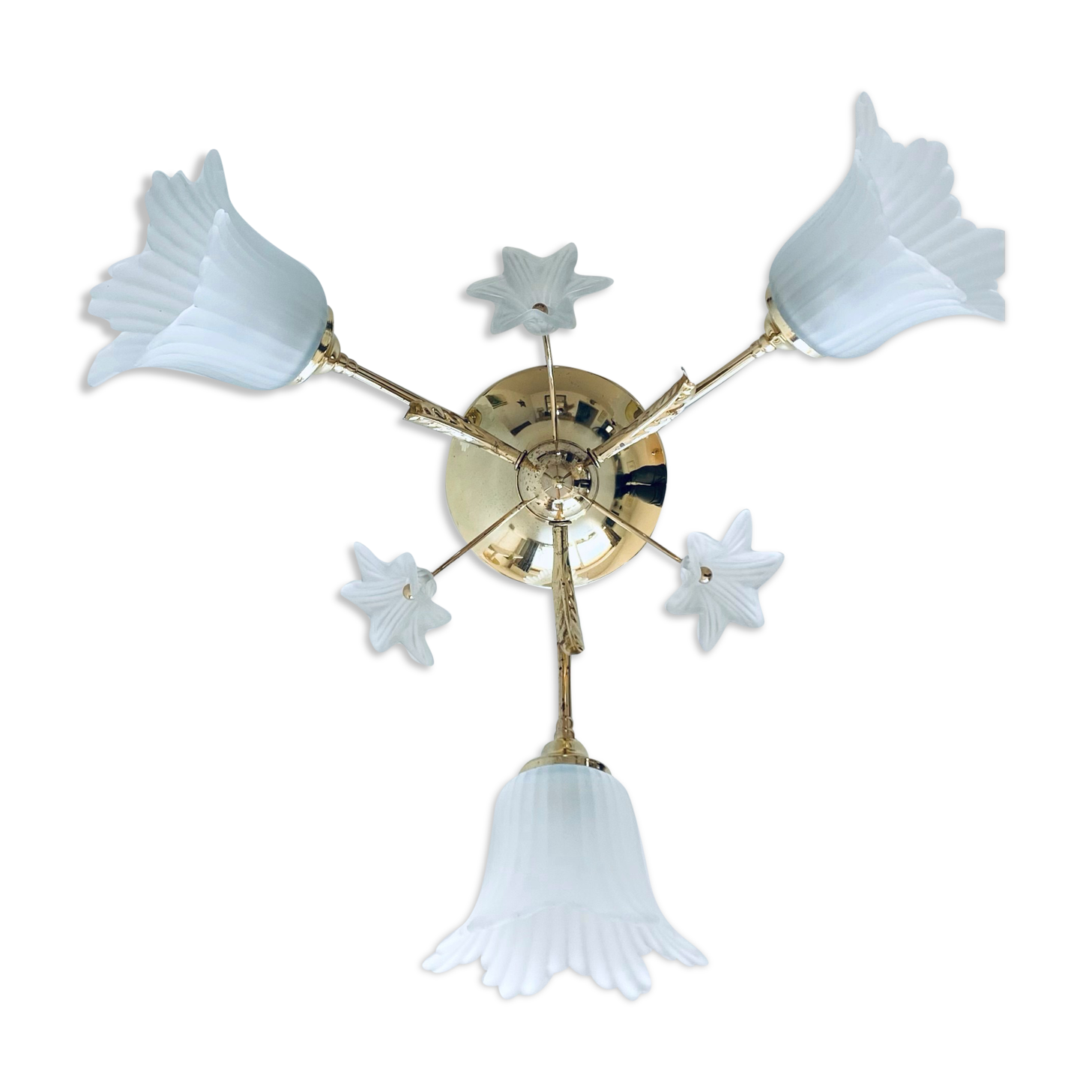 Ceiling lamp art deco flowers three fires
