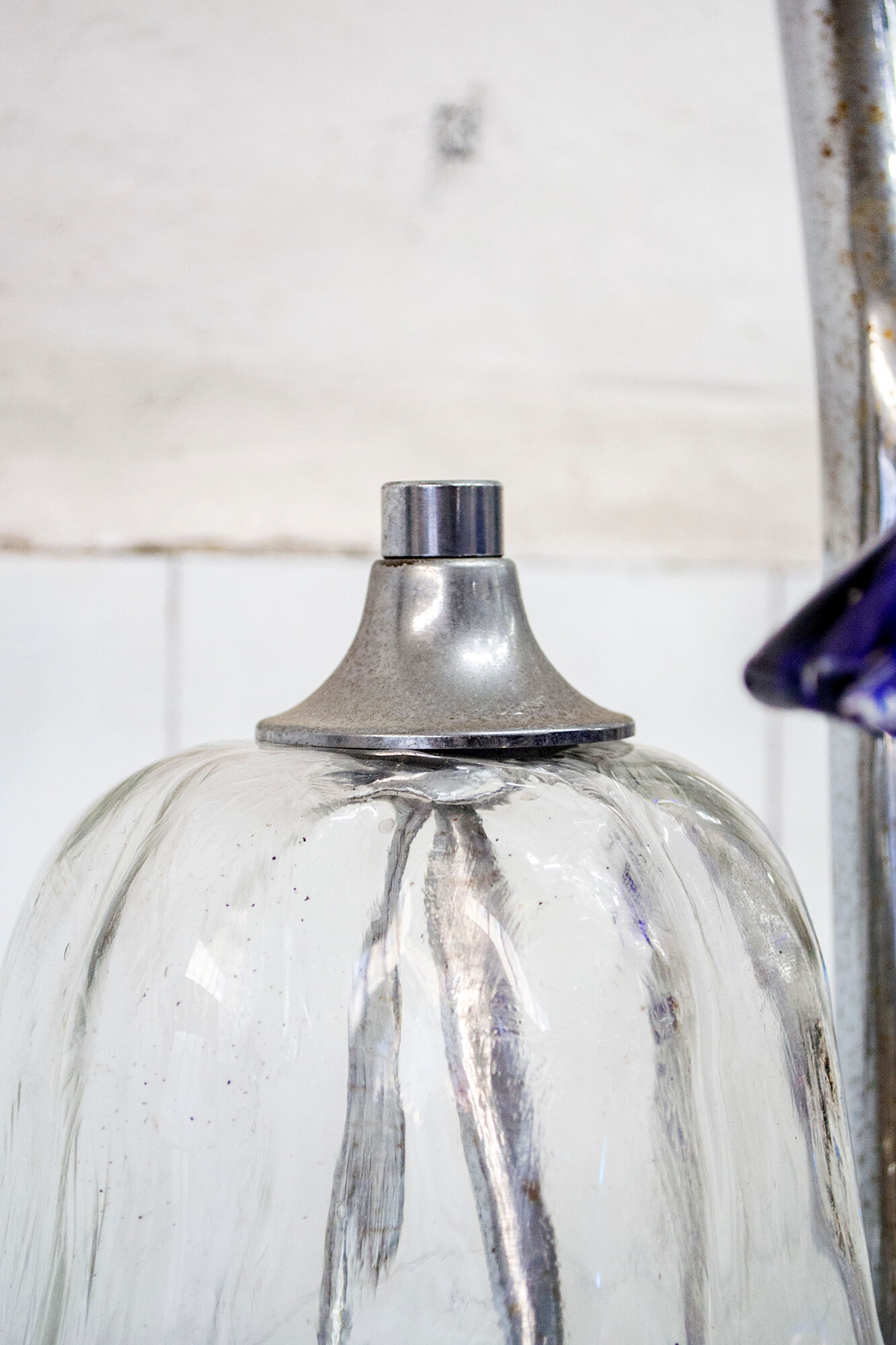 Murano glass and chromed metal floor lamp, Anni '70