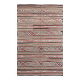 5x8 Faded Vintage Kilim Rug, Antique Home Decor, 154x244Cm