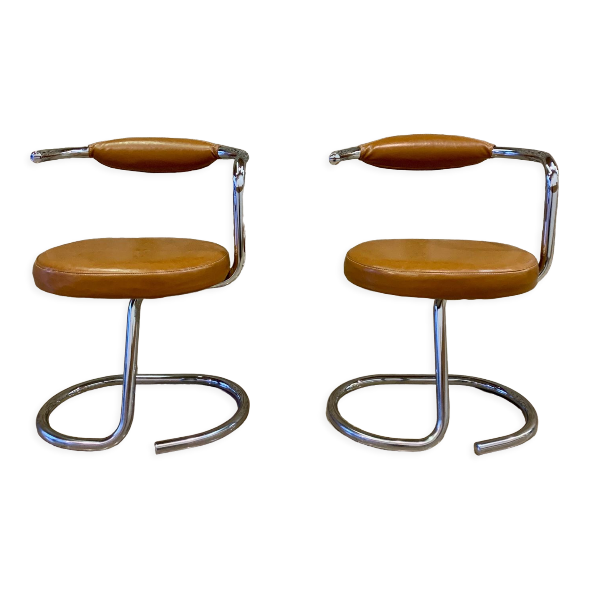 Pair of Cobra chairs by Giotto Stoppino with new leather