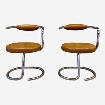 Pair of Cobra chairs by Giotto Stoppino with new leather