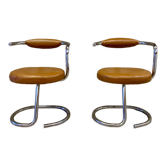 Pair of Cobra chairs by Giotto Stoppino with new leather