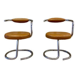 Pair of Cobra chairs by Giotto Stoppino with new leather