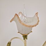 Italian Floor Lamp with Metal Stems, Leaf Details and Murano Glass Flowers