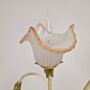 Italian Floor Lamp with Metal Stems, Leaf Details and Murano Glass Flowers