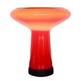 Glass table lamp in red and white glass by Hiemstra Evolux. Netherlands, 1960's