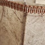 Vintage Italian table lamp in turned wood and leather lampshade