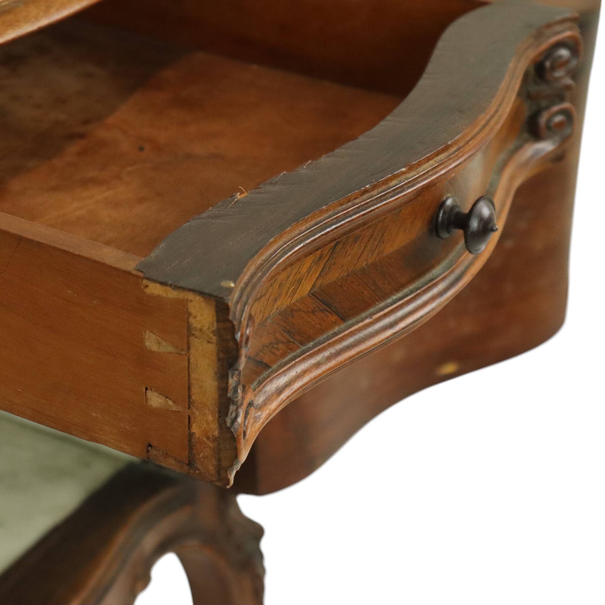 Antique Bombed Bedside Table Marble Louis XV Late 19th Century