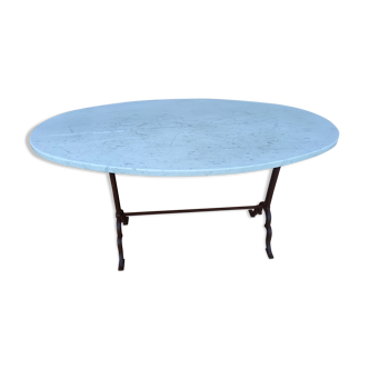 Former large parisian bistro table marble 1940s