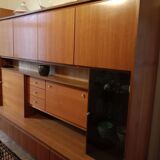 Vintage scandinavian living furniture sideboard with bar and glazed part