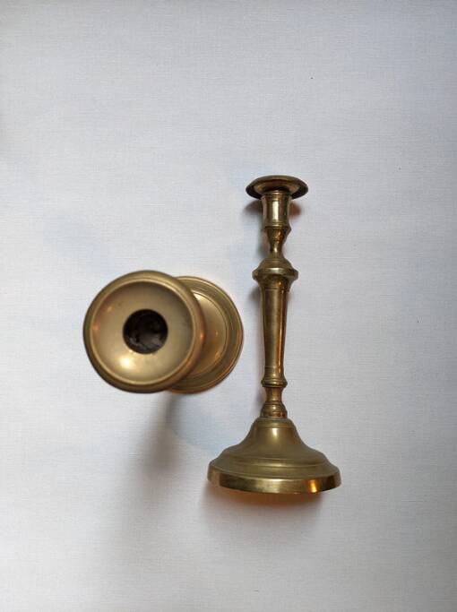 Pair of antique brass candlesticks Scandinavian countryside candlesticks