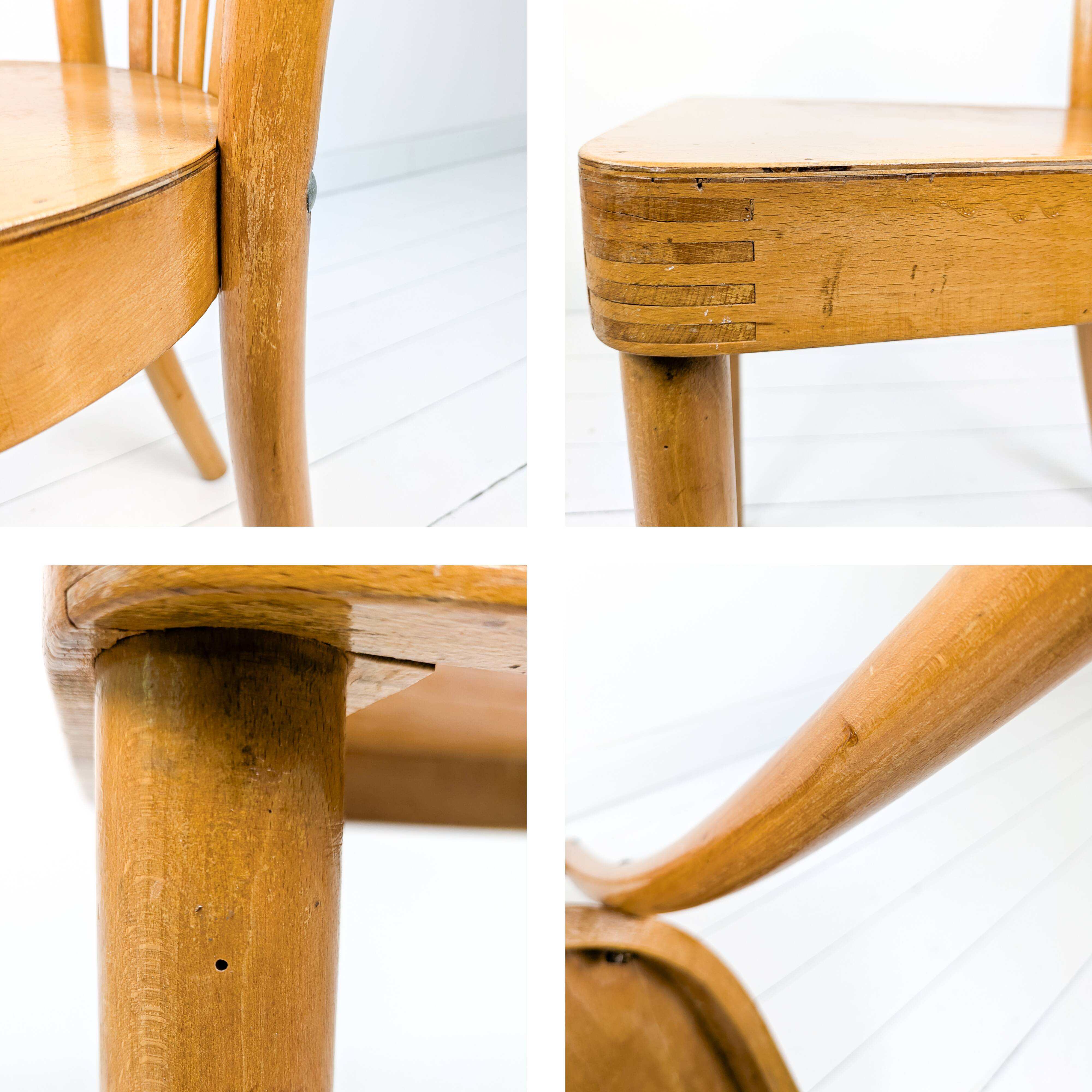 Chaise bistrot vintage Mid-Century en bois à barreaux style scandinave