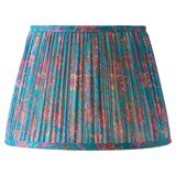 New handcrafted lampshade in vintage silk sari, turquoise pink floral.