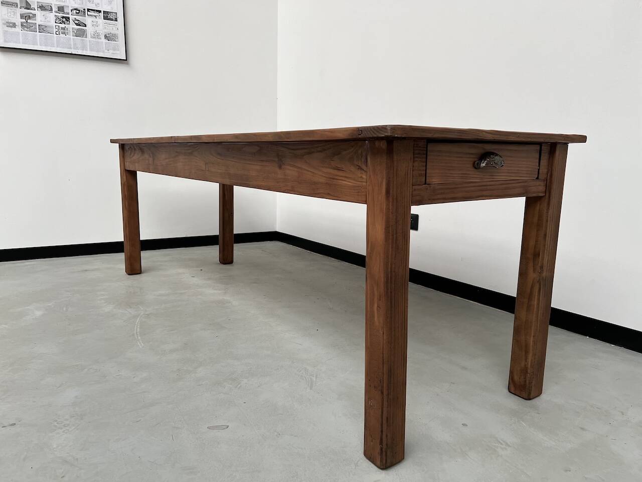 Table de ferme en pin 223 cm, années 70