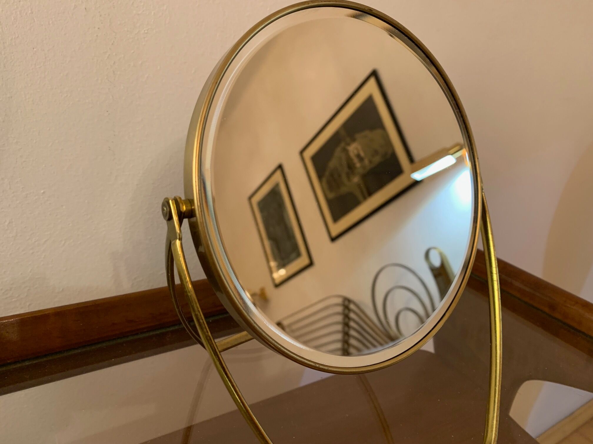 Miroir cosmétique Italie années 1960 18x21cm