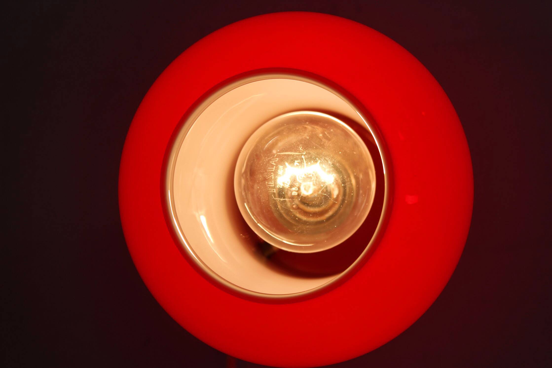 Vintage Red Glass Table Lamps attributed to Štěpán Tabery, 1970s
