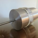 Scandinavian hanging lamp in glass and brushed aluminum 60s 70s