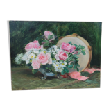 Ancienne peinture à l huile nature morte F.Trarbach Cantin