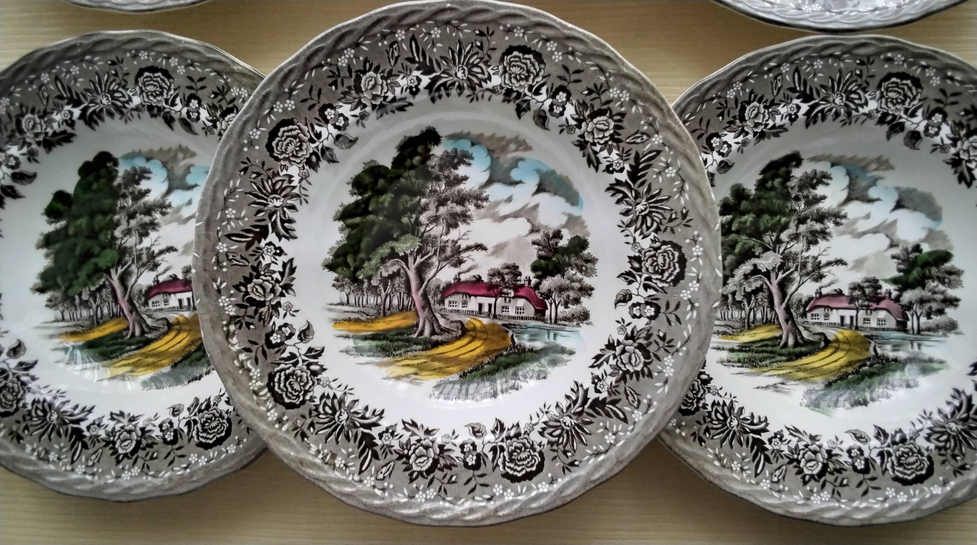 6 deep plates Staffordshire Country Style model