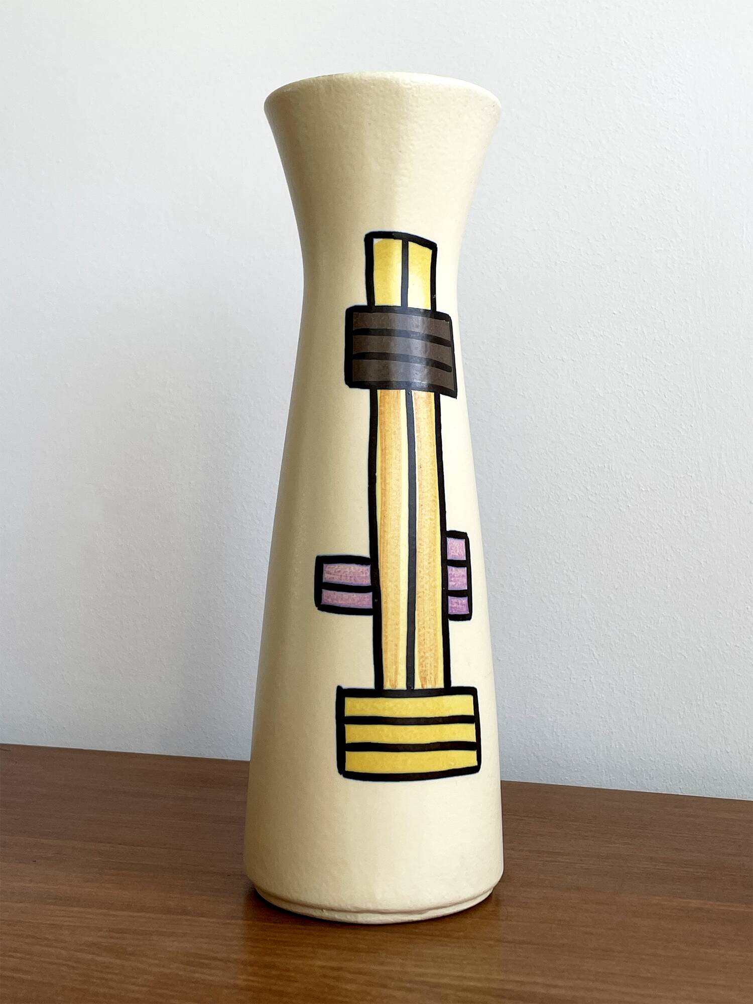 Vase Diabolo VEB Haldensleben 3148B - Design cylindrique moderne du milieu du siècle de la RDA est-allemande