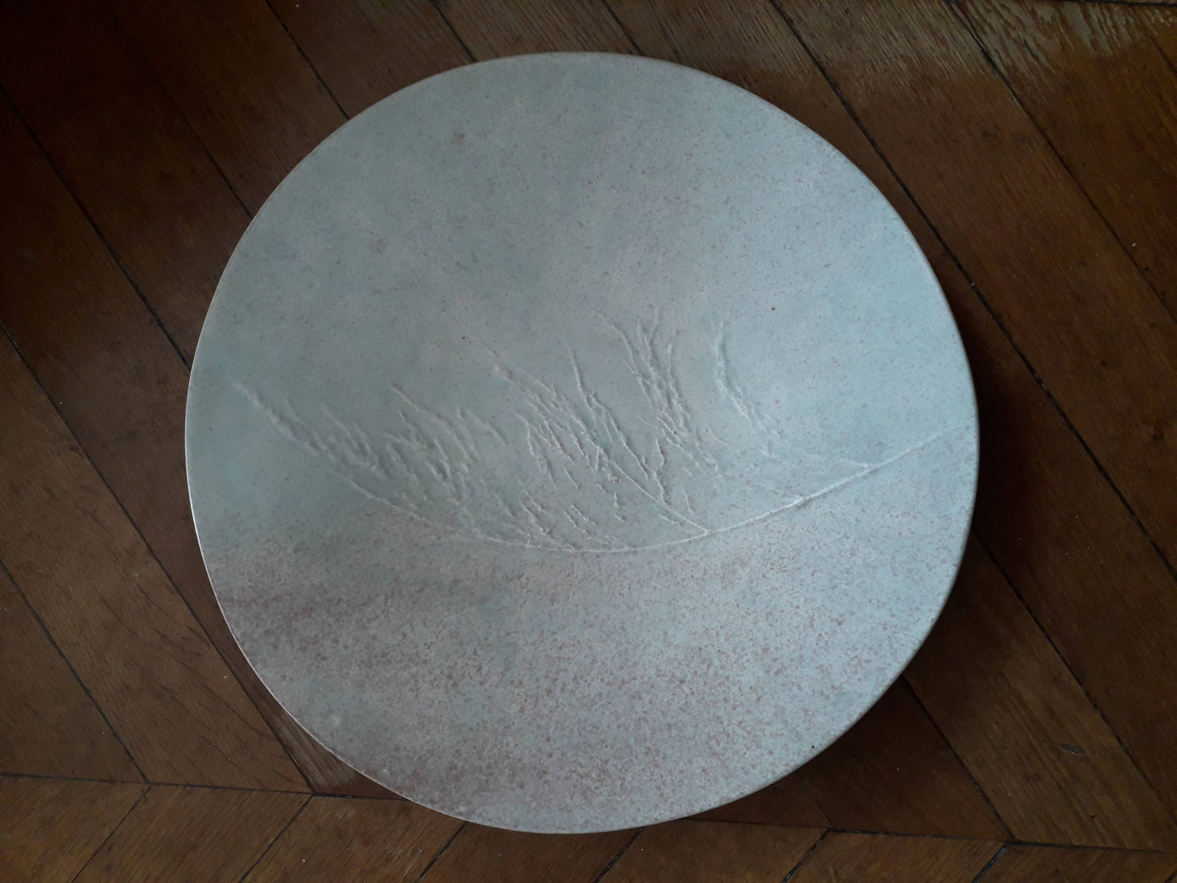 Large vintage decorative ceramic dish signed René Philippe