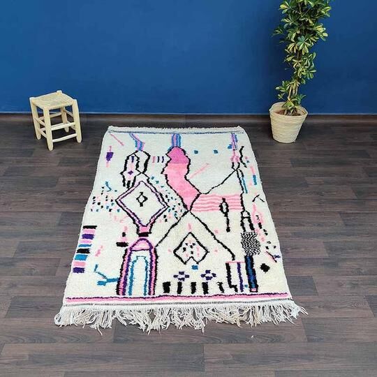 Azilal Berber Carpet Pink 135x240 cm