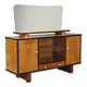 Vintage walnut veneer sideboard with mirror, Italy 1960s