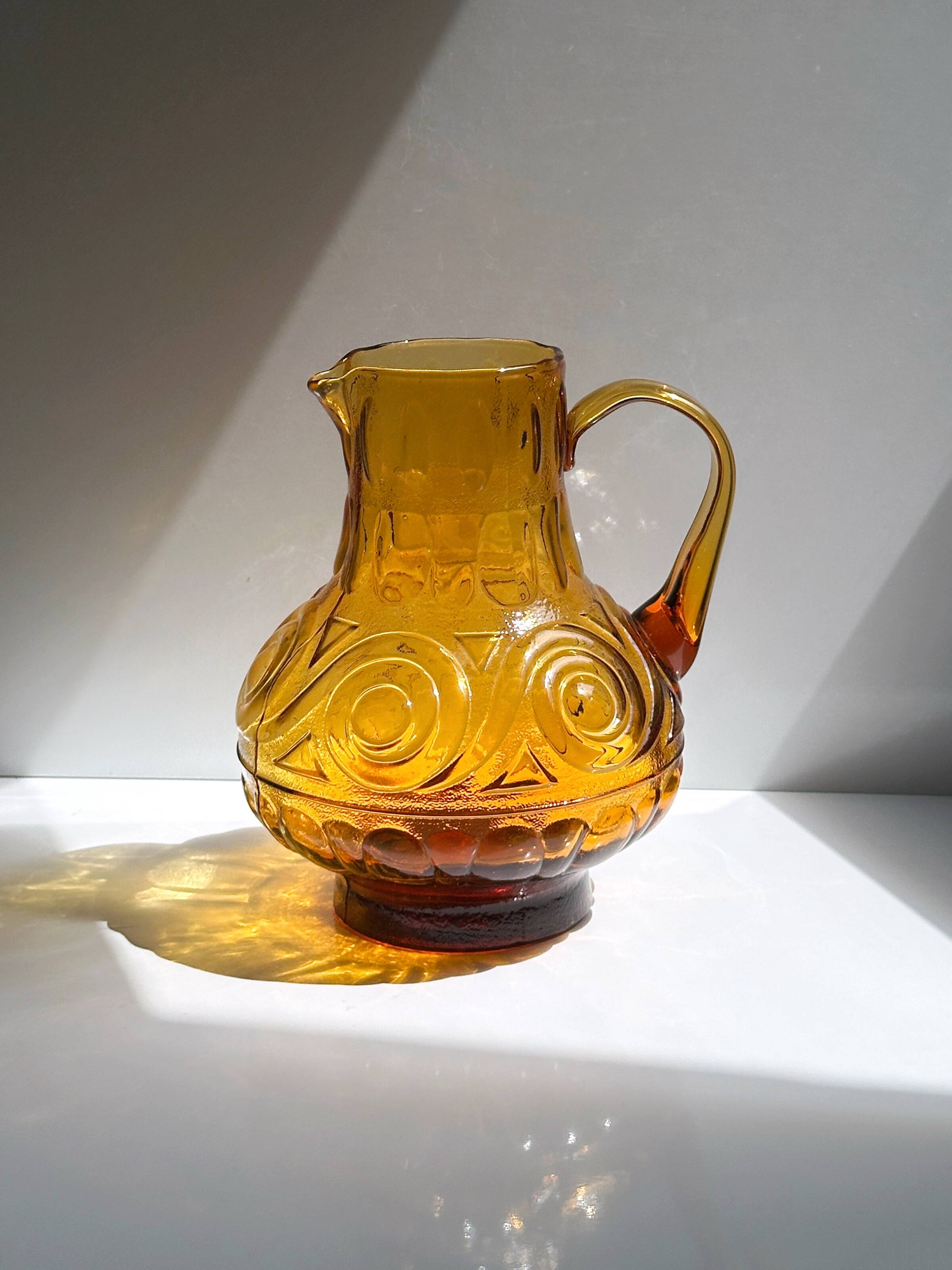 Amber colored Italian Carafe by MCM Empoli 1970s