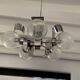 Suspension vintage 5 feux, verre et chrome