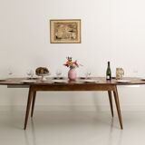 Custom-made solid walnut dining table with 4 extensions, for 6 to 16 people