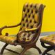 Original English Chesterfield Wingback Chair & Matching Footstool