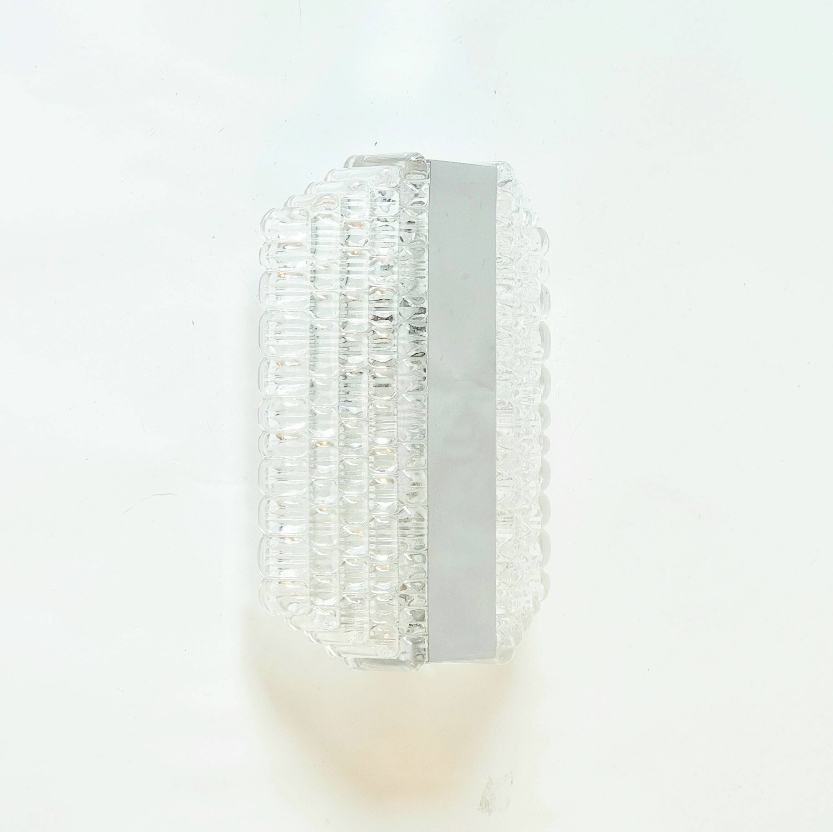 Pair of Mid-Century Glass & Chrome Wall Lights from Kaiser, Germany, 1960s