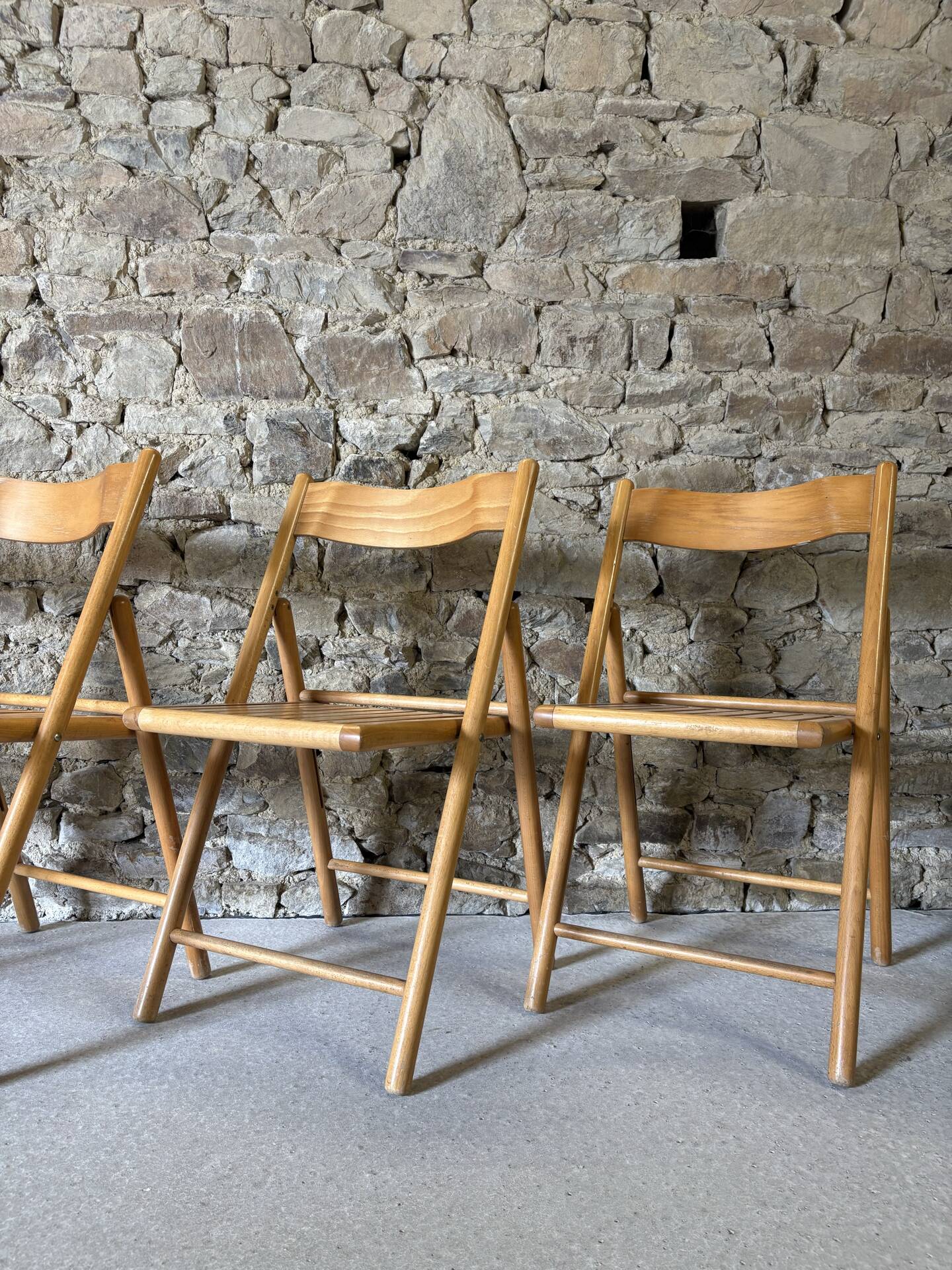 4 folding wooden chairs for Habitat, 1980
