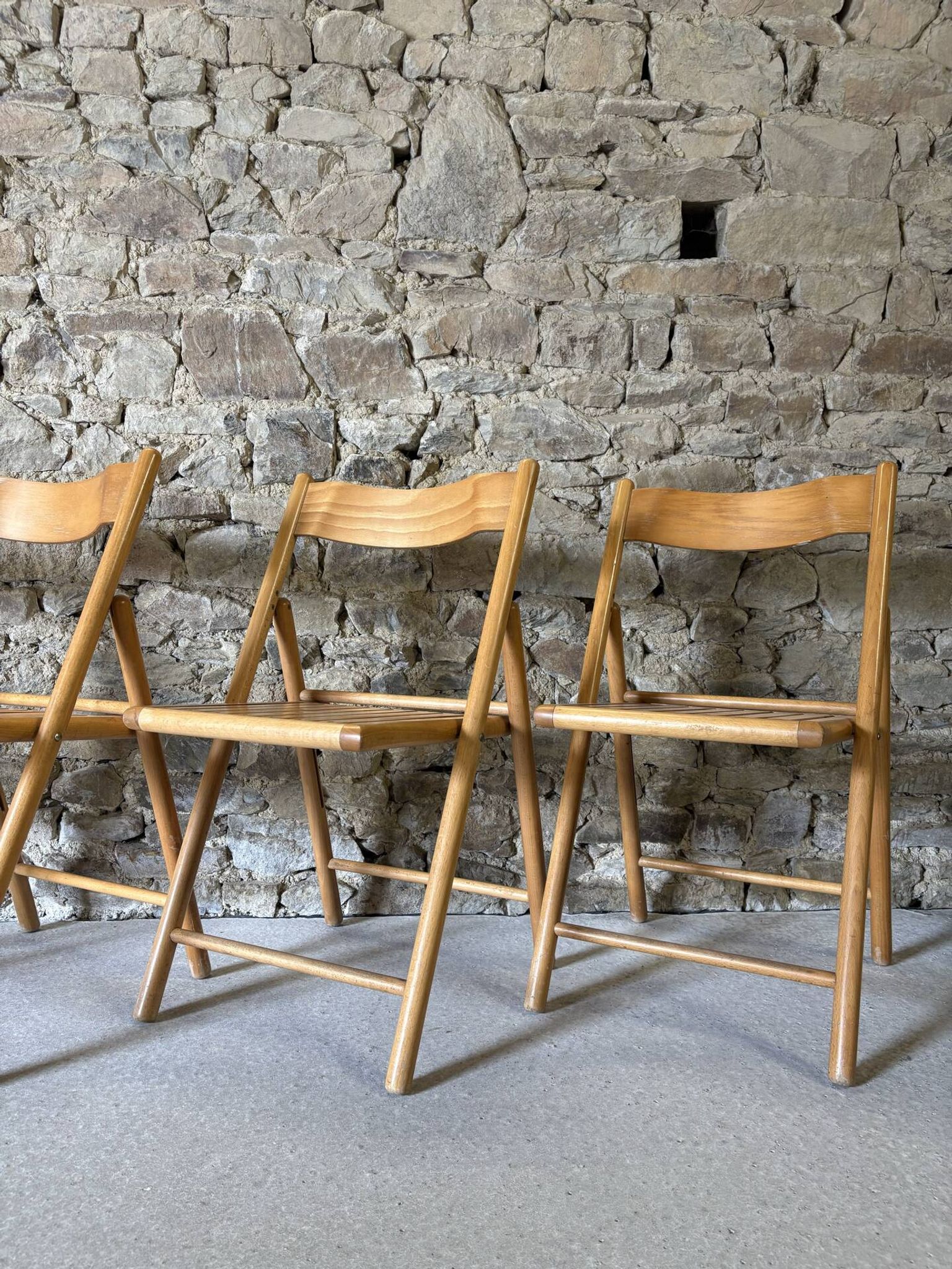 4 folding wooden chairs for Habitat, 1980