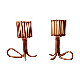 Paire de lampes en rotin Louis Sognot