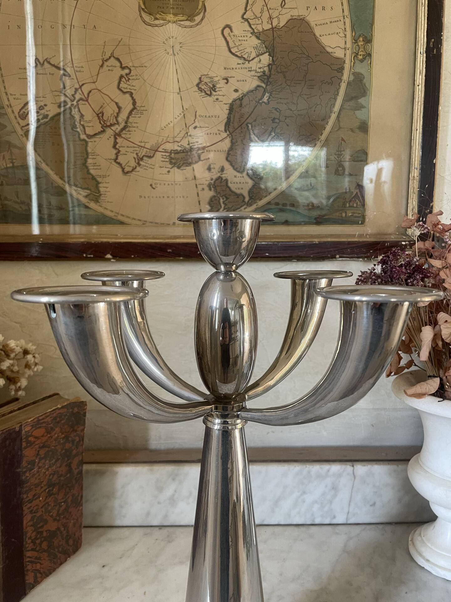 Grand chandelier modulable 5 branches (38 cm) en métal chromé 