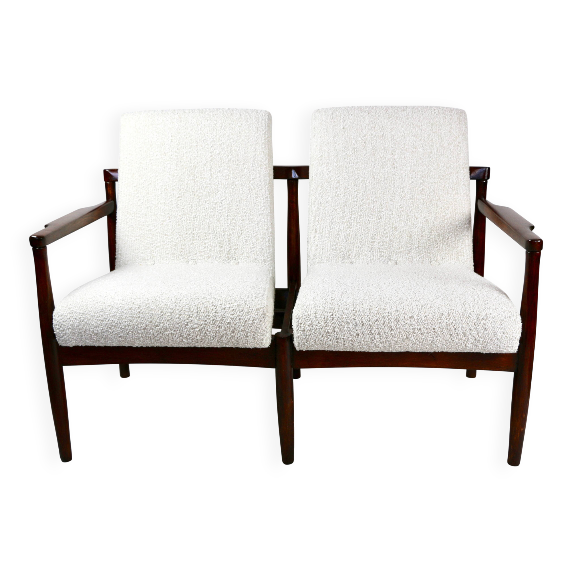 Beautiful vintage double sofa bench from the 70s - ivory boucle