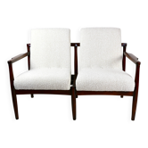Beautiful vintage double sofa bench from the 70s - ivory boucle