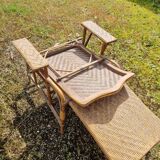 Old vintage rattan lounge chair