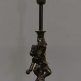 Lamp monkey learned juggler in patinated bronze