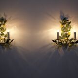 Pairs of lemon tree wall lights in painted sheet metal