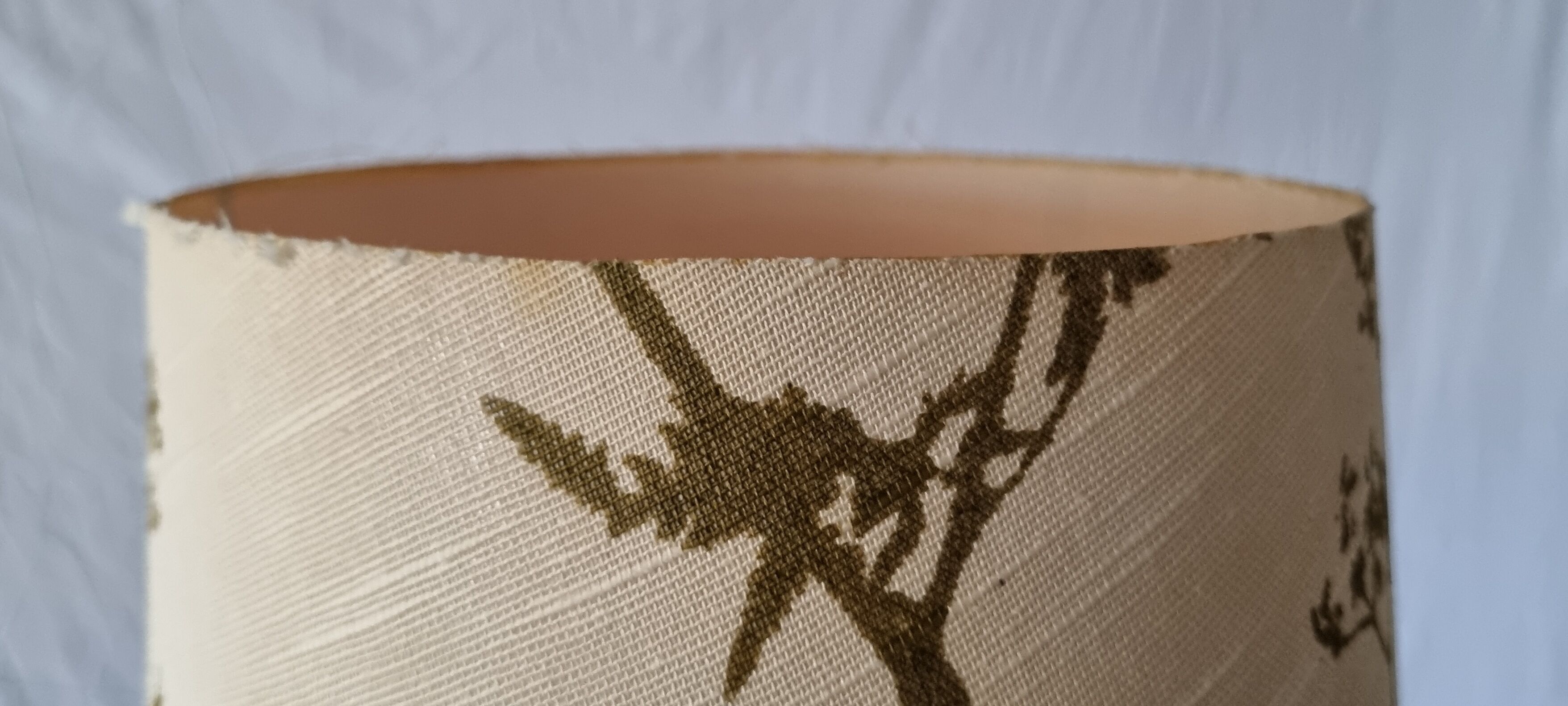 Lampadaire en céramique avec abat-jour d’origine, années 1970