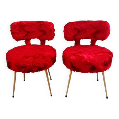 Paire chaises moumoutes Pelfran 1970