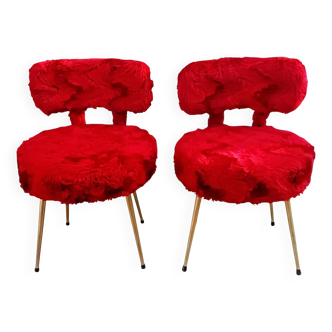 Paire chaises moumoutes Pelfran 1970
