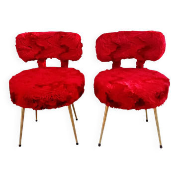 Paire chaises moumoutes Pelfran 1970
